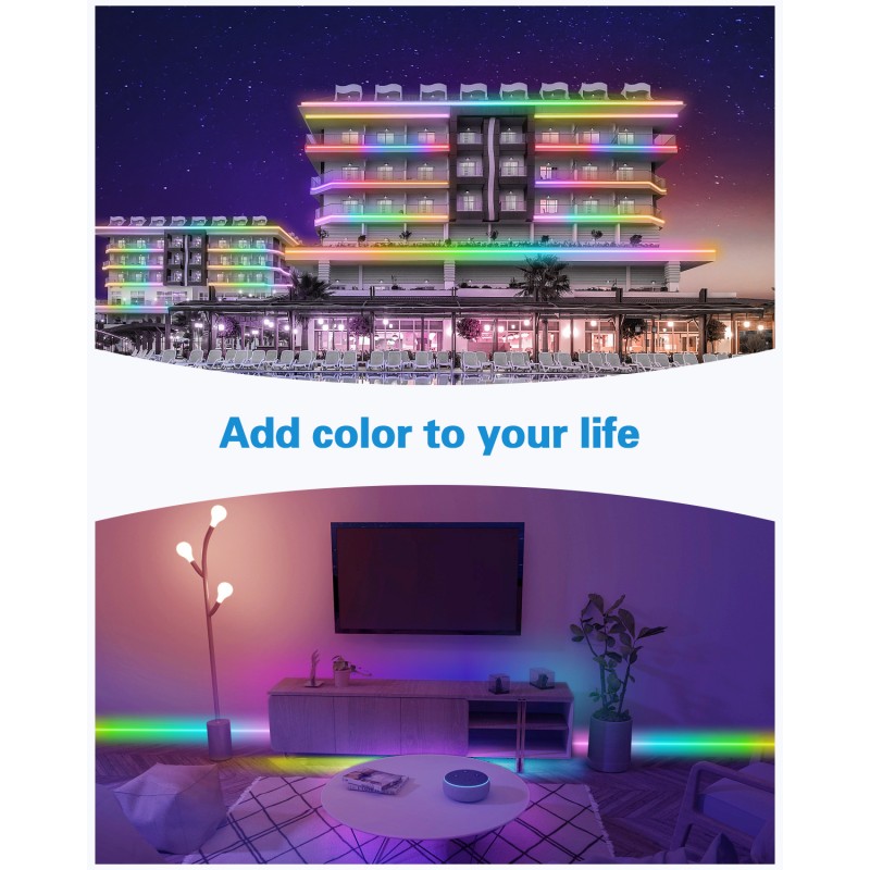 Alitove ws2812b individually addressable led strip light 5050 rgb 16.4 ft 300 led pixel flexible on sale lamp tube